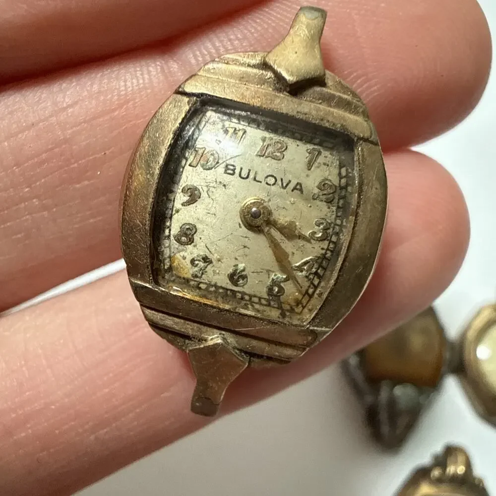 Vintage 5 Mechanical Wind-Up Watch Parts, Bulova, Lido,Ribaux, Elgin L2